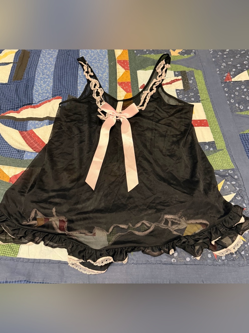 Victoria's Secret Mesh Lace-Trim Chemise
